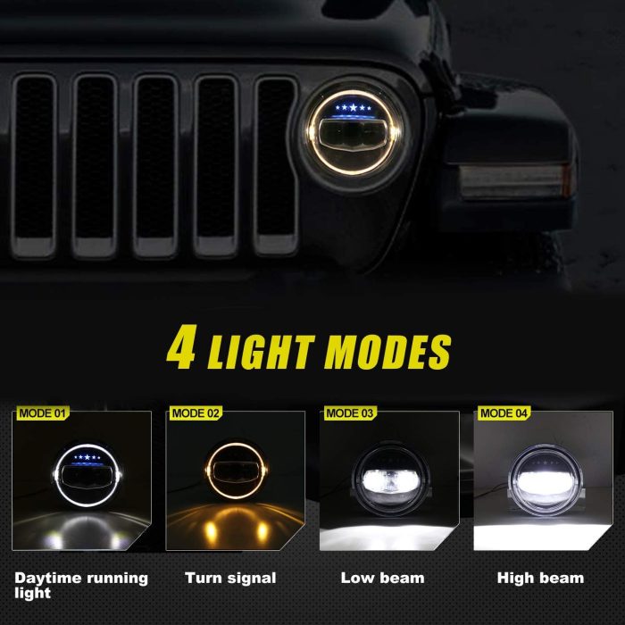 Set Faruri LED Jeep Wrangler JK Model EXCLUSIVE 140W