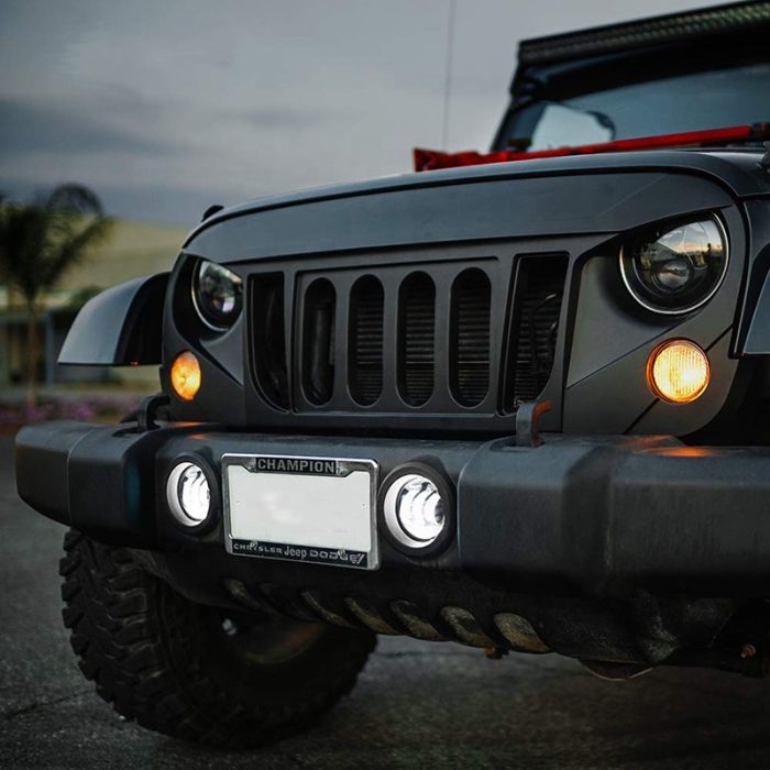 Set proiectoare ceata LED Angel Eyes 60w "Wolf" Jeep Wrangler JK Rubicon Sahara 2007-2017