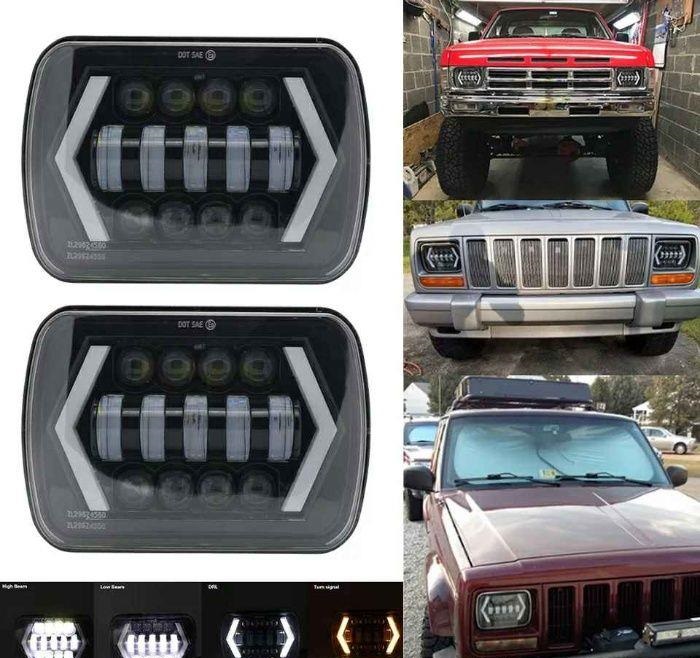 Set faruri LED JEEP Wrangler YJ / Cherokee XJ 110W Patrol Landcruiser HILUX L200