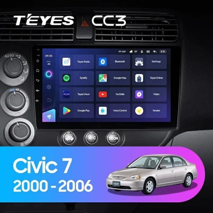 0743836969829_civic_7_2000_2006_1280x720 Navigatie Auto Teyes CC2 Plus Honda Civic 7 2001-2005 4+32GB 9" QLED Octa-core 1.8Ghz Android 4G Bluetooth 5.1 DSP