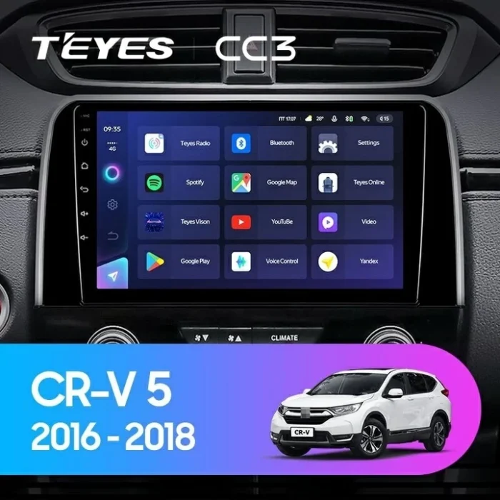 0743836970863_cr_v_5_rt_rw_2016_2018_1280x720 Navigatie Auto Teyes CC3 360 Honda CR-V 5 2016-2022 6+128GB 9" QLED Octa-core 1.8Ghz Android 4G Bluetooth 5.1 DSP