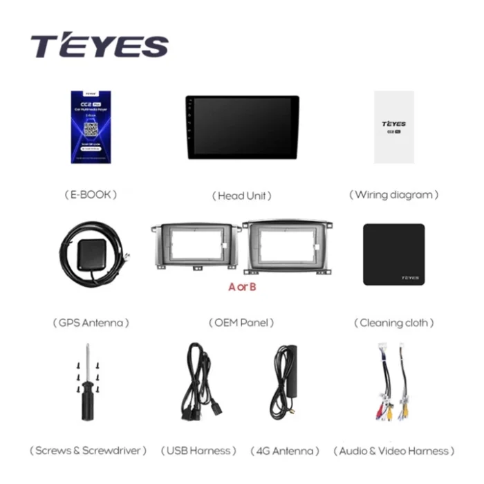 Navigatie Auto Teyes CC2 Plus Toyota Land Cruiser LC J100 2002-2007 4+32GB 9" QLED Octa-core 1.8Ghz Android 4G Bluetooth 5.1 DSP