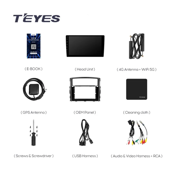 Navigatie Auto Teyes CC3L Mitsubishi Pajero 4 V80 2006-2021 4+32GB 9" IPS Octa-core 1.6Ghz Android 4G Bluetooth 5.1 DSP