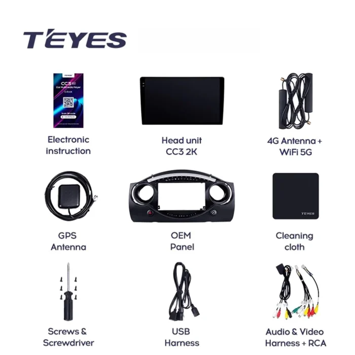 Navigatie Auto Teyes CC3 2K MINI 2000-2006 6+128GB 9.5" QLED Octa-core 2Ghz, Android 4G Bluetooth 5.1 DSP