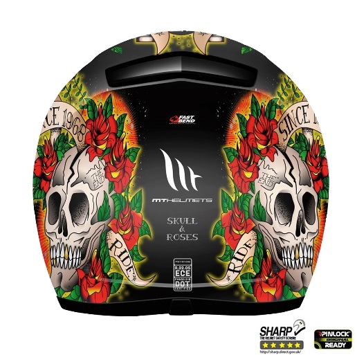 Casca integrala motociclete MT Revenge Skull&Rose negru/rosu lucios