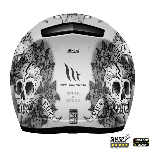 10013232-Revenge-Skull-Rose-gri-mat-1 Casca integrala motociclete MT Revenge Skull & Rose gri/negru mat