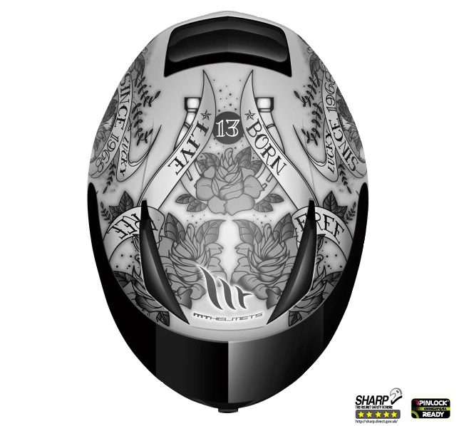 10013232-Revenge-Skull-Rose-gri-mat-2 Casca integrala motociclete MT Revenge Skull & Rose gri/negru mat