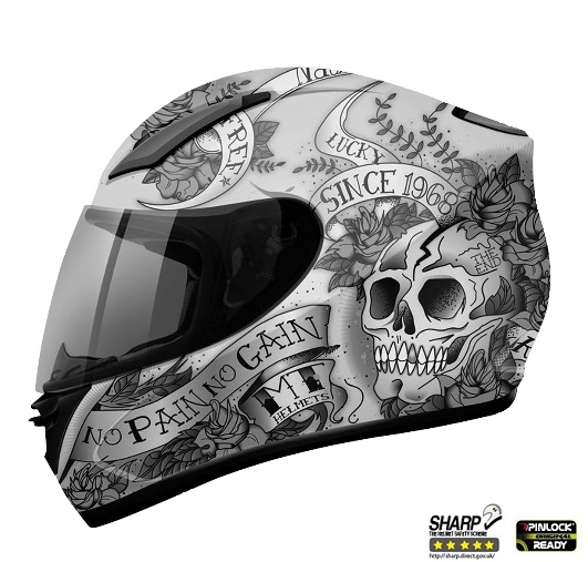 Casca integrala motociclete MT Revenge Skull & Rose gri/negru mat Casca integrala motociclete MT Revenge Skull & Rose gri/negru mat