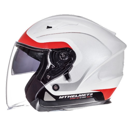 Casca open face motociclete MT Avenue SV Crossroad alb/rosu lucios (ochelari soare integrati)