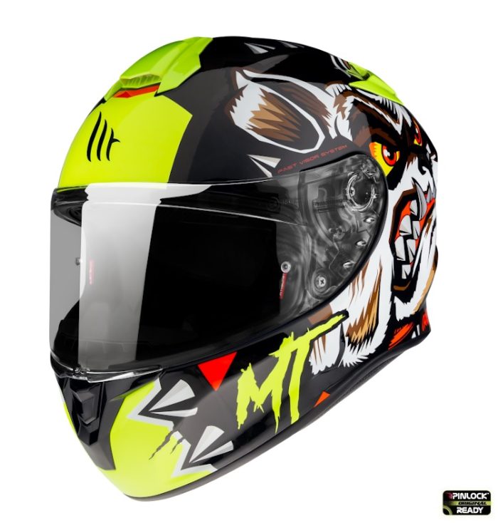 Casca integrala MT Targo Crazy Dog G3 galben fluor lucios