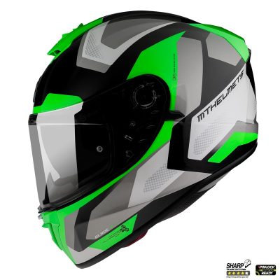 Casca integrala MT Blade 2 SV Finishline D6 verde fluor lucios (ochelari soare integrati)