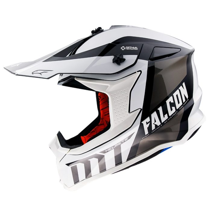 Casca off road MT Falcon Warrior B0 alb/negru lucios Casca off road MT Falcon Warrior B0 alb/negru lucios