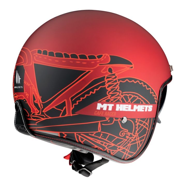 Casca open face MT Le Mans 2 SV Cafe Racer B5 rosu mat (ochelari soare integrati)