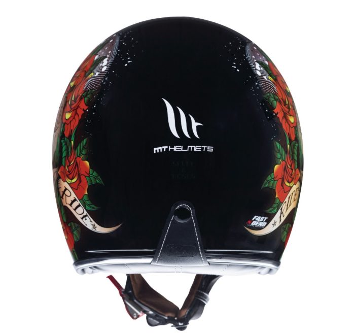 Casca open face motociclete MT Le Mans 2 SV Skull & Rose A1 negru/rosu lucios (ochelari soare integrati)
