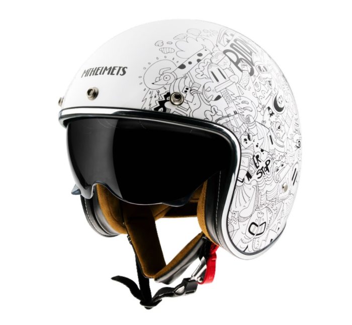 Casca open face MT Le Mans 2 SV Extreme A0 alb lucios (ochelari soare integrati)