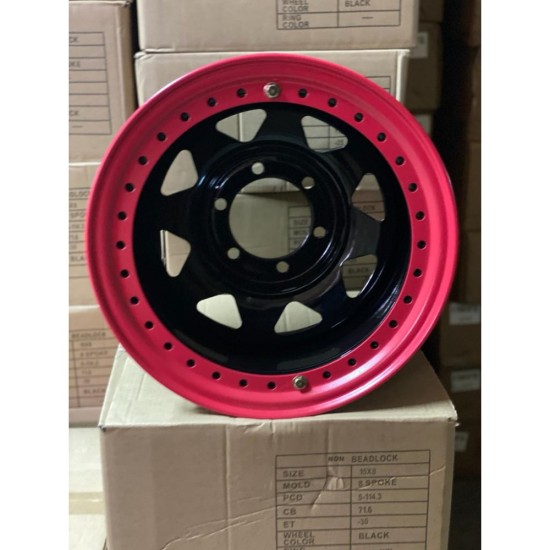 Jante din tabla offroad cu BEADLOCK culoare Negru 15x8J 6x139.7 ET-35 CB110 compatibile NISSAN PATROL,NISSAN NAVARA ,MITSUBISHI PAJERO,MITSUBISHI L200 si TOYOTA LANDCRUISER