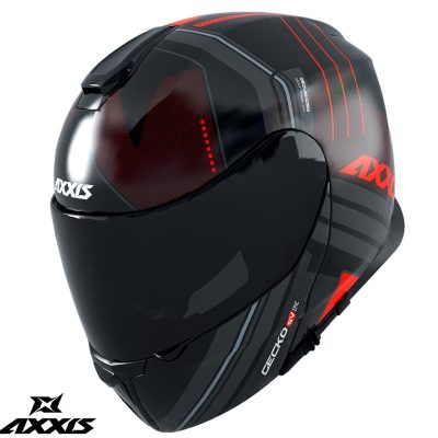 Casca modulabila Axxis model Gecko SV Epic B5 rosu fluor mat (ochelari soare integrati)