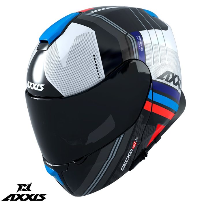 Casca modulabila Axxis model Gecko SV Epic B7 albastru lucios (ochelari soare integrati)