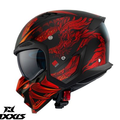 Casca Axxis model Hunter SV ONI B5 rosu mat (ochelari soare integrati)