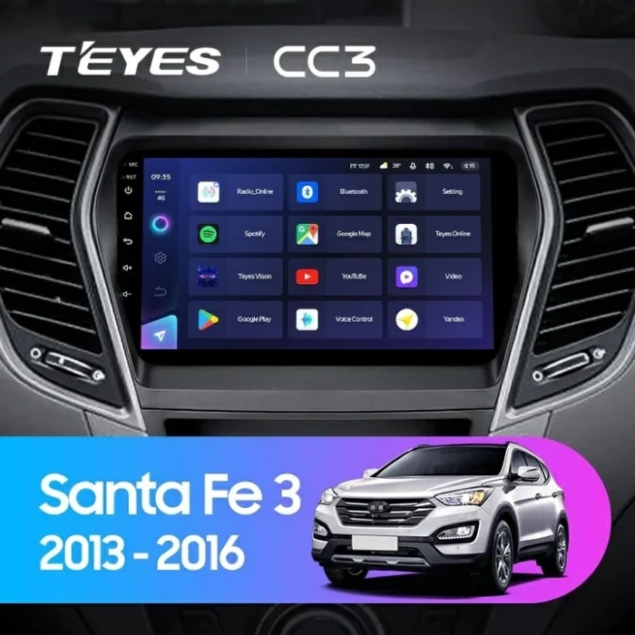 p_0743836972836_santa_fe_3_2013_2016_1280x720 Navigatie Auto Teyes CC2 Plus Hyundai Santa Fe 3 2013-2018 4+64GB 9" QLED Octa-core 1.8Ghz Android 4G Bluetooth 5.1 DSP