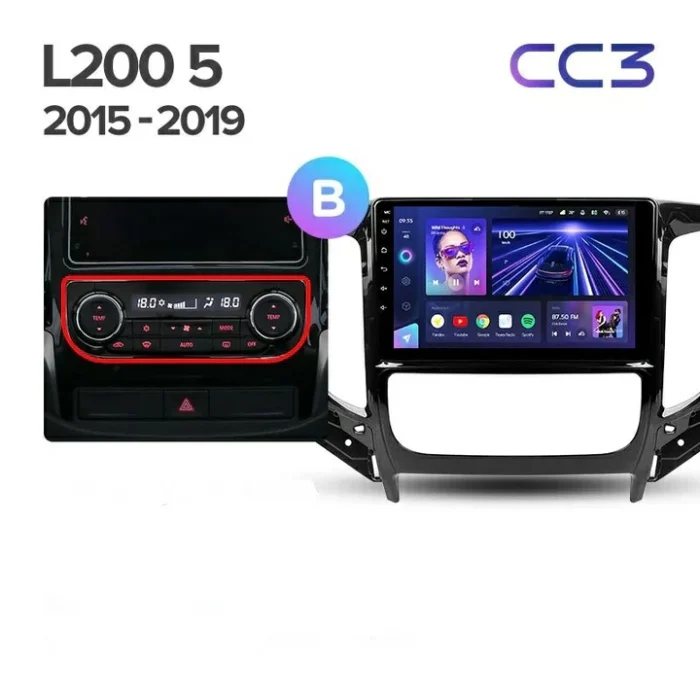Navigatie Auto Teyes CC3 2K Mitsubishi L200 5 2015-2019 4+32GB 9.5" QLED Octa-core 2Ghz Android 4G Bluetooth 5.1 DSP