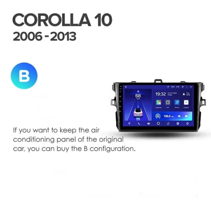 Navigatie Auto Teyes CC2 Plus Toyota Corolla 10 2006-2013 4+32GB 9" QLED Octa-core 1.8Ghz Android 4G Bluetooth 5.1 DSP