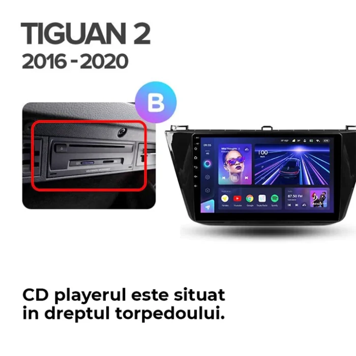 Navigatie Auto Teyes CC3 Volkswagen Tiguan 2 2016-2023 6+128GB 10.2" QLED Octa-core 1.8Ghz Android 4G Bluetooth 5.1 DSP