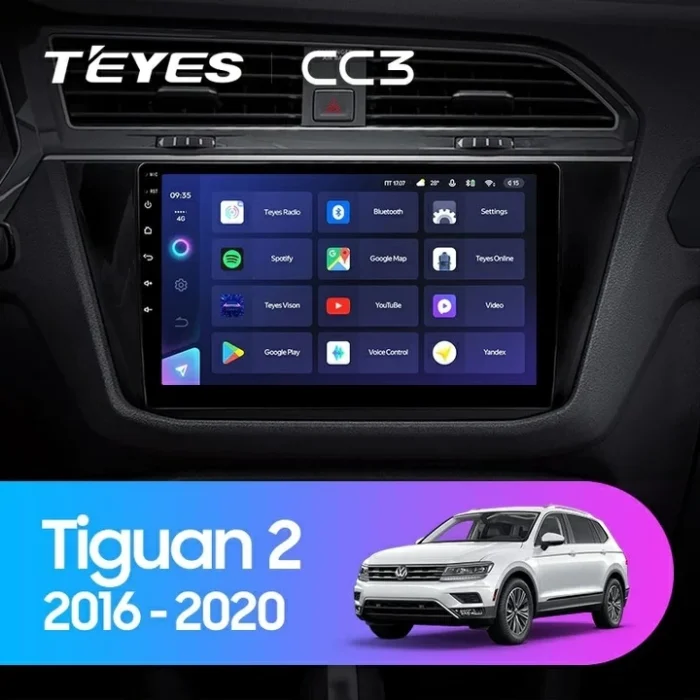 Navigatie Auto Teyes CC3 2K Volkswagen Tiguan 2 2016-2023 6+128GB 10.36" QLED Octa-core 2Ghz Android 4G Bluetooth 5.1 DSP
