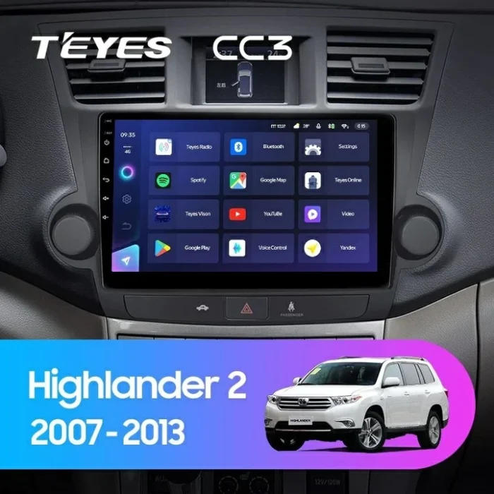 Navigatie Auto Teyes CC3 Toyota Highlander 2 2007-2013 4+32GB 10.2" QLED Octa-core 1.8Ghz Android 4G Bluetooth 5.1 DSP