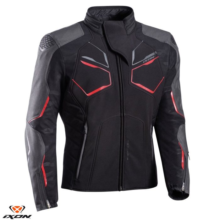 Geaca (jacheta) motociclete barbati Racing/Roadster Ixon iarna model Cell MS culoare: negru/gri/rosu