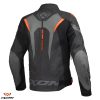 Geaca (jacheta) motociclete barbati piele Racing Ixon vara model Jackal JKT MS culoare: negru/antracit/portocaliu