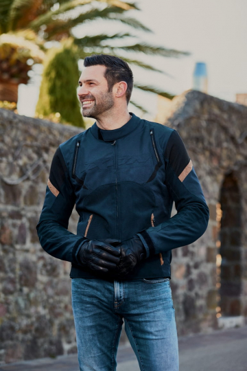 Geaca (jacheta) motociclete barbati Urban/Heritage Ixon mid-season model Striker Retro WP MS culoare: negru/navy/maro