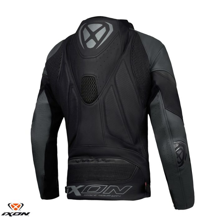 Geaca (jacheta) motociclete barbati piele Racing Ixon vara model Vortex 3 MS culoare: negru