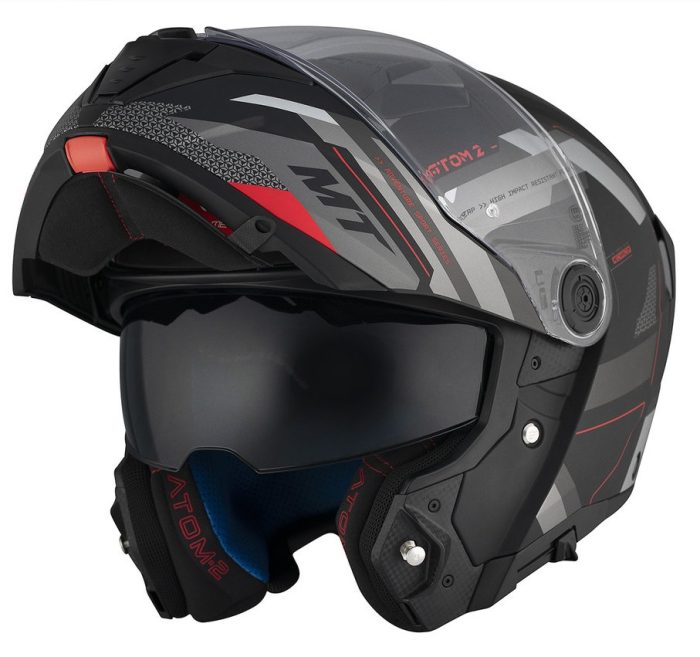 Casca modulabila MT Atom 2 SV Bast D5 negru/gri mat (ochelari soare integrati) Pinlock Ready